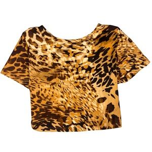 Fashion Nova Leopard Lace-Up Back Crop Top